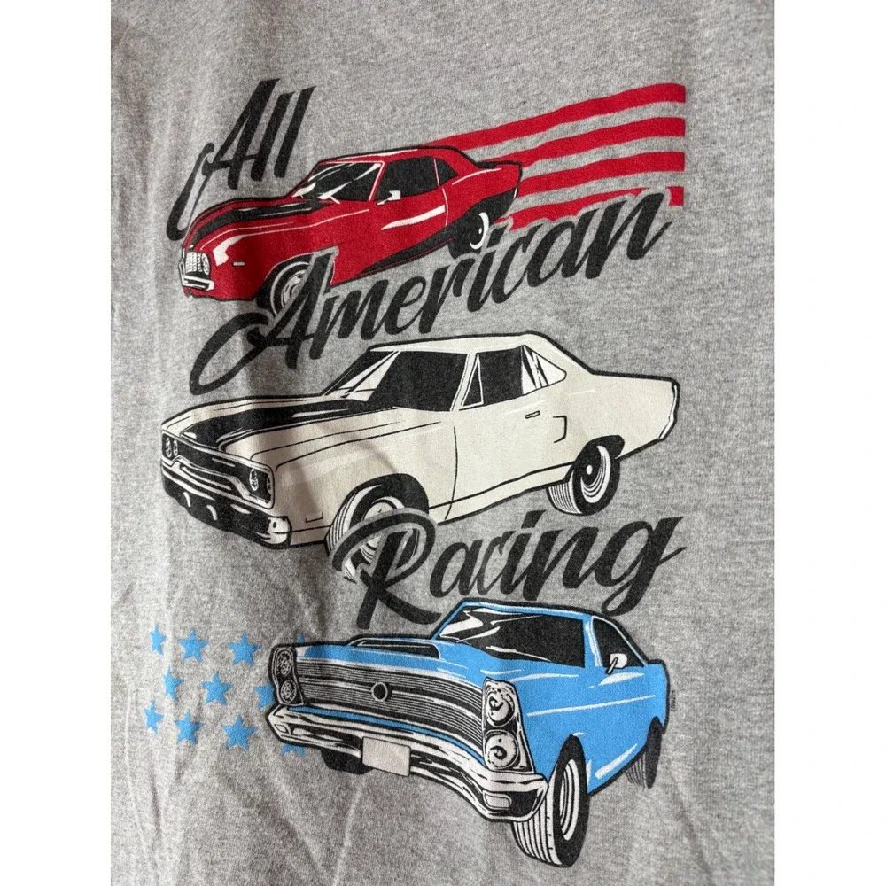 Gildan All American Racing Muscle Car Graphic T-Shirt Youth‎ Med Gray Short Slv